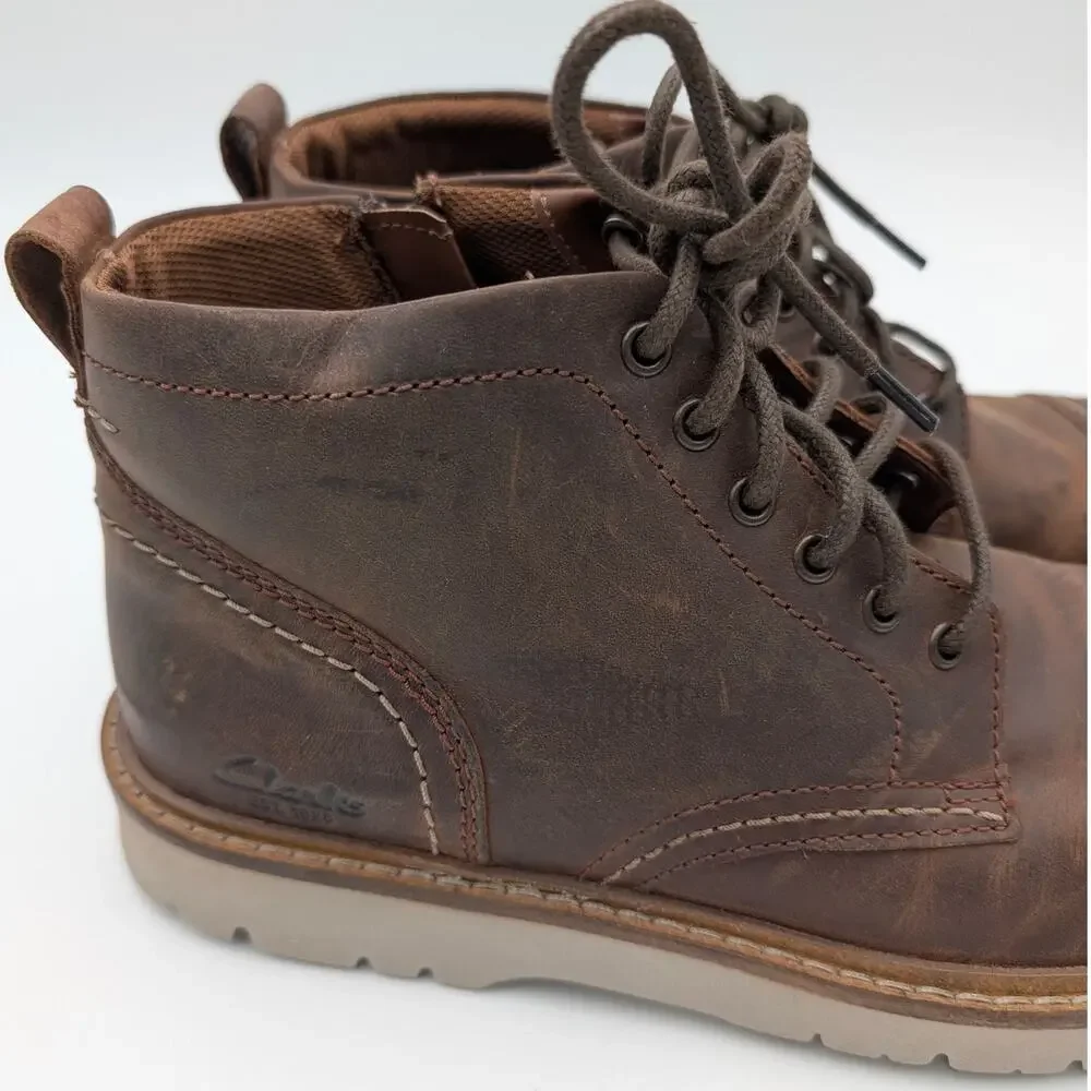 Clarks Weltridge Side Zip Boots Round Toe Men's Tan Leather US9.5 EU42.5